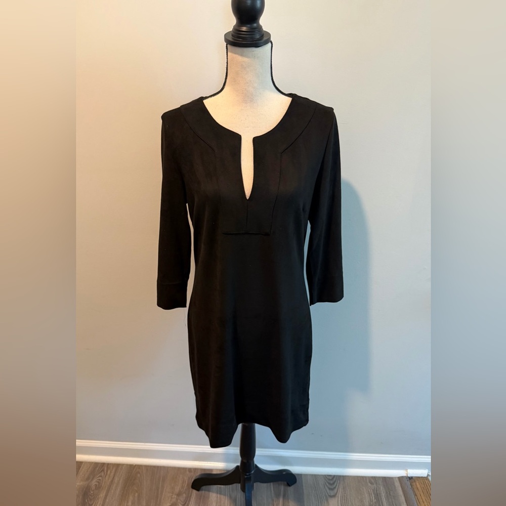 Gretchen Scott Black Suede Tunic 3/4 Sleeve Dress Women’s size XS - Picture 10 of 10